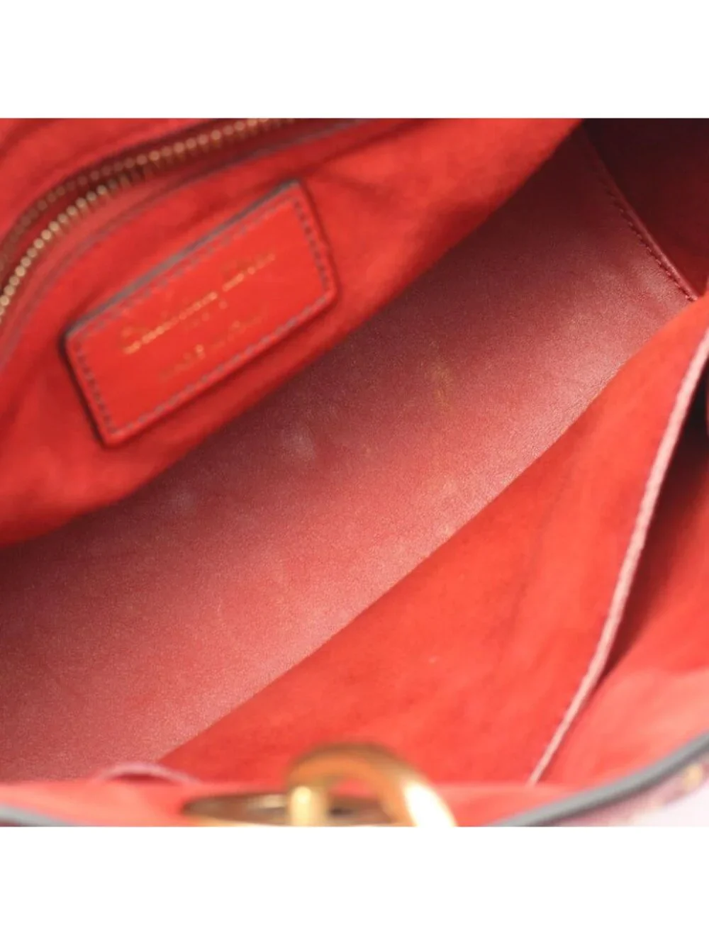 Dior Handbag Lady Dior 2-Way Red Leather Lady Dior Studs Tote